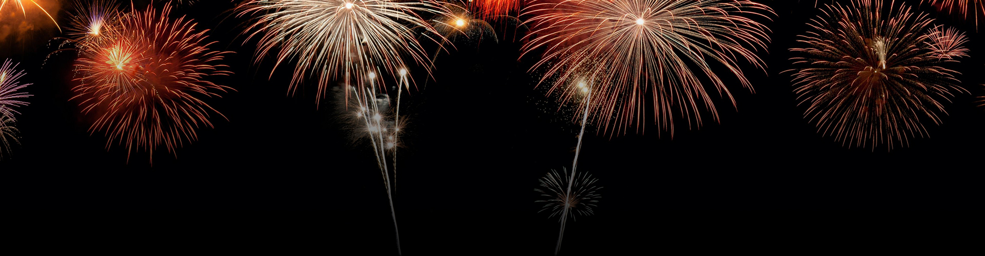 Colorful fireworks burst, illuminating the night sky with vibrant colors and patterns.